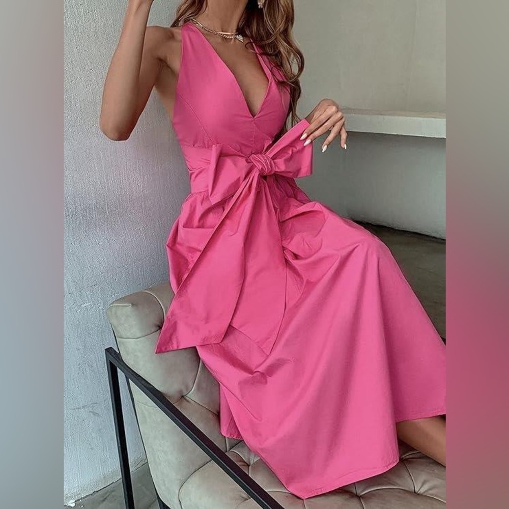 Zara Barbie pink sleeveless midi dress. Grad/Wedding/Romantic/ tropical holiday